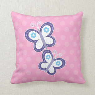 Papillons violets avec Coussin à points roses