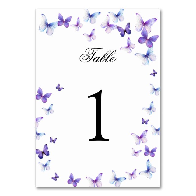 Papillons Violets Numéro de Table pour Quinceañera (Par défaut)