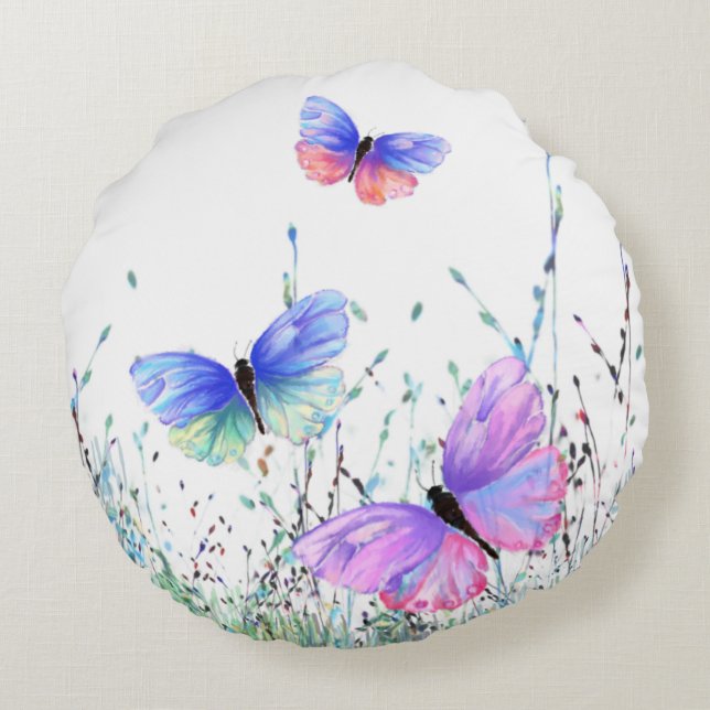 Papillons volants Coussin rond (Dos)