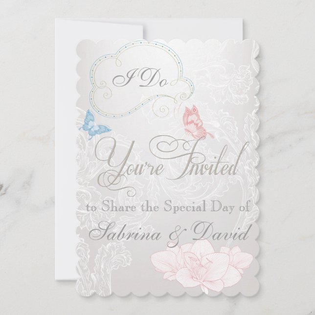 Papillons Whimsical et Faire-part de mariage de de (Devant)