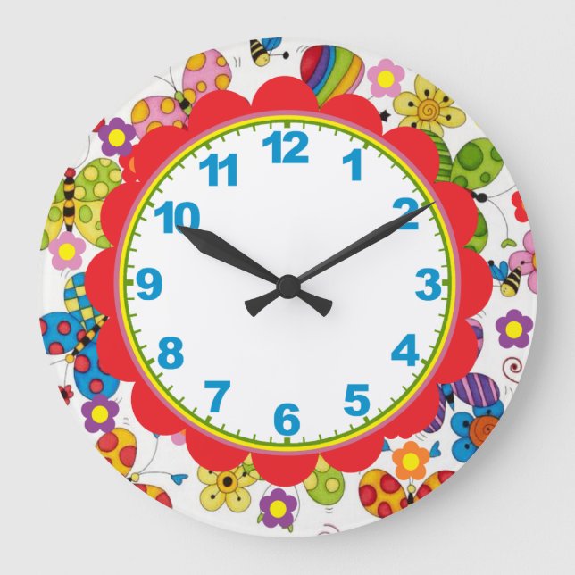 Papillons Whimsical Horloge des enfants avec chiff (Recto)