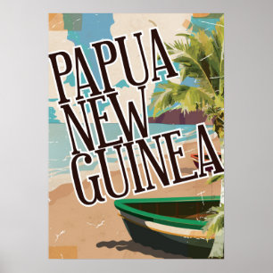 Papouasie-Nouvelle-Guinée affiche de voyage vintag