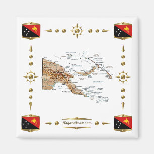 Papouasie-Nouvelle-Guinée : Carte + Magnet des dr
