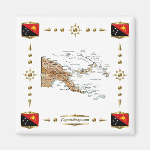 Papouasie-Nouvelle-Guinée : Carte + Magnet des dra