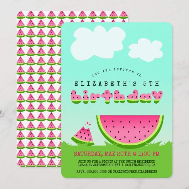 Pâque Rose Anniversaire Pique-Nique Invitation (Devant / Derrière)