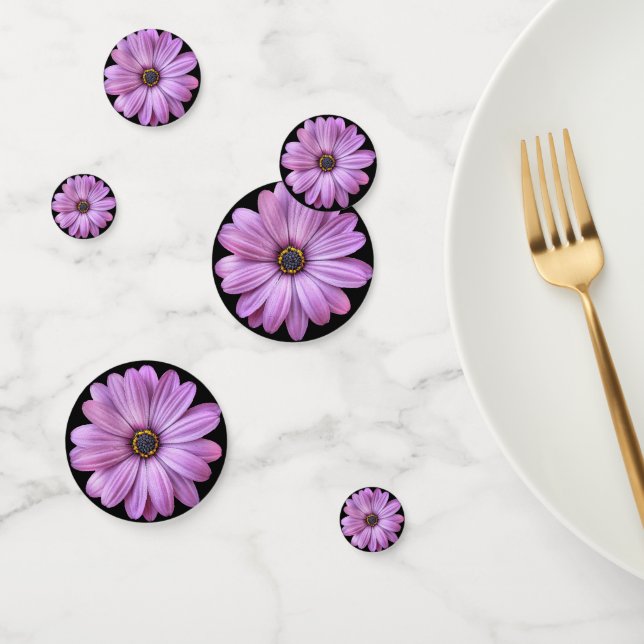 Pâquerette Violette sur Confettis Noirs (Groupe)
