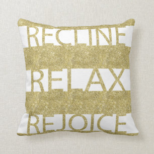 Pâques 16/16" Coussin Gold "Recline Relax Rejoice"