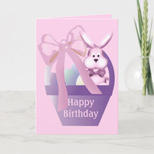 Pâques Anniversaire Panier fille Bunny Carte de vo