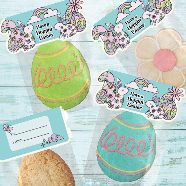 Pâques Autocollants Pliables sur Sachets de Friand (Bake. Decorate. Peel. Place. Fold Over. Stick. Gift.)