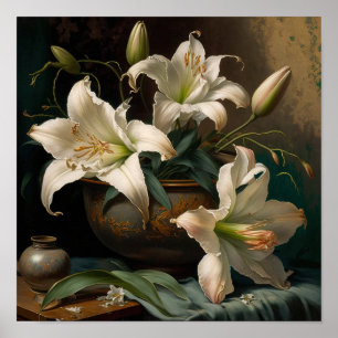 Pâques Blanches Lys Fleur Art Imprimer Poster