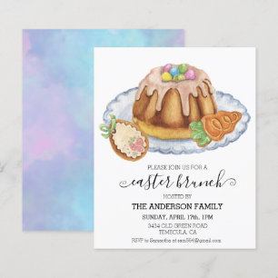 Pâques Brunch Aquarelle Gâteau Cookie Invitation