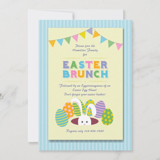 Pâques Brunch Bunny Invitation (Devant)