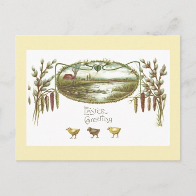 Pâques - Chicks & Pond Arts & Crafts Carte postale (Devant)