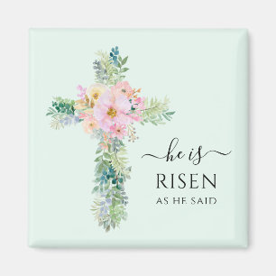 Pâques il est ressuscité Aquarelle Cross Magnet