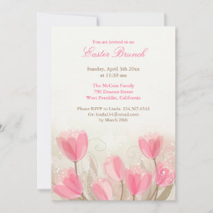 Pâques Invitation Tulipes Fleurs Carte Plat