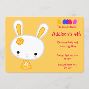 Pâques Invitations Anniversaire Cute Lapin Jaune