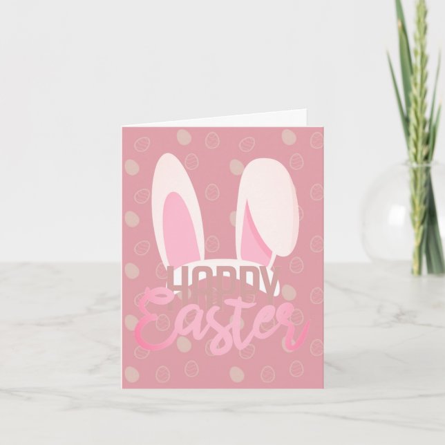 Pâques Joyeuses Parfaites, Lapin Rose Faire-part (Devant)