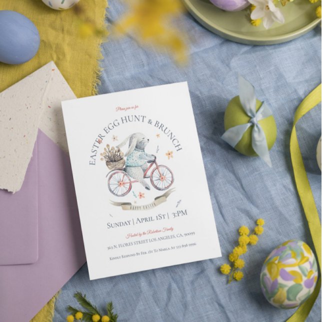 Pâques lapin, oeuf -hun & invitation de brunch de  (Créateur téléchargé)