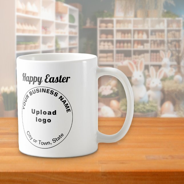 Pâques | Marque d'entreprise de forme ronde | Mug (Mug with Easter greeting and round shape business branding)