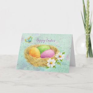 Pâques OEufs Nest Carte de voeux chrétienne