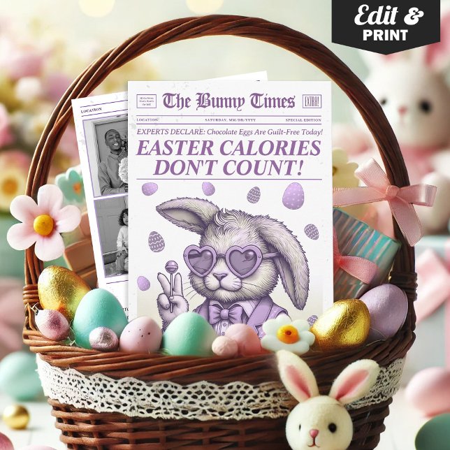 Pâques Panier, Pâques Carte de journal (Easter Basket Insert Card, Easter Newspaper Card)