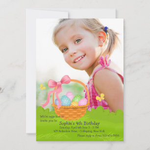 Pâques Panier photo Anniversaire Invitation
