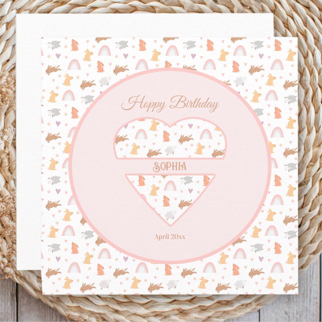Pâques Printemps Anniversaire Bunny Carte Motif (Easter Spring Birthday Bunny Pattern Card)