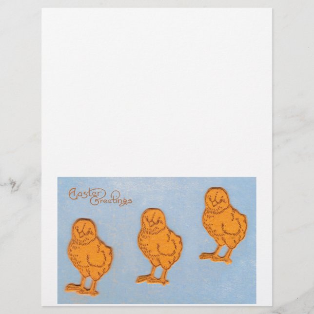 Pâques Salutations poussins en Bleu (Devant)