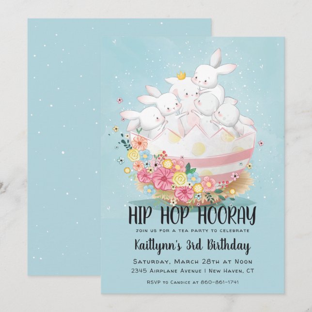 Pâques Tea Party Anniversaire Invitation (Devant / Derrière)