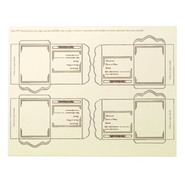 Paquet de graines crème Bloc-notes DIY (Devant)