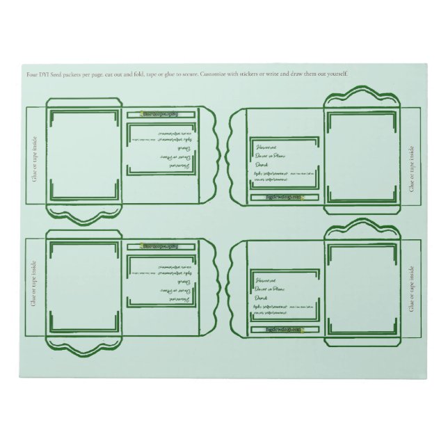 Paquet de graines vert Bloc-notes DIY (Devant)