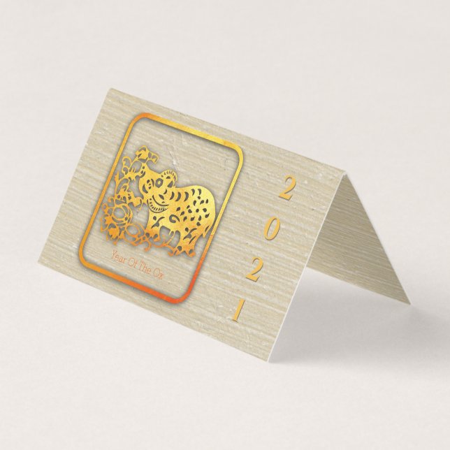 Paquet d'or chinois de papier découpé d'ox année F (Front)