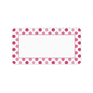 Paquet rose Polka Étiquette de adresse blanc