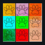 Paquets De Chiots Mignons En Carré<br><div class="desc">OEuvre murale avec motif aigu d'empreintes de pattes de chiens noirs en carré de différentes couleurs. Design décoratif original. Idée cadeau pour les amoureux de les chiens.</div>