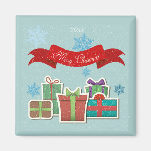 Paquets de Noël avec Joyeux Magnet de Noël