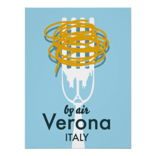 Par Air Vérone Italie poster de voyage rétro.