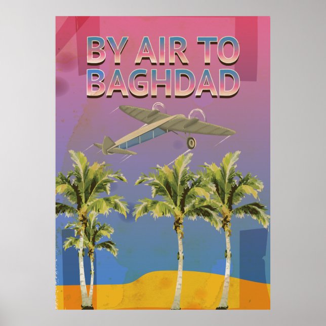 Par Avion Pour Bagdad Affiche de voyage vintage (Devant)