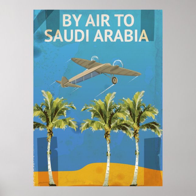 Par Avion Pour l'Arabie Saoudite Affiche de voyage (Devant)