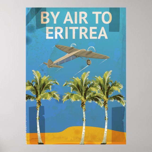 Par Avion Pour L'Érythrée Affiche De Voyage Vintag (Devant)