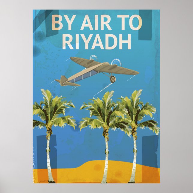 Par Avion Pour Riyad Affiche de voyage vintage (Devant)