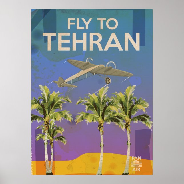 Par Avion Pour Téhéran Affiche de voyage vintage (Devant)