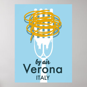 Par Avion Vérone Italie affiche de voyage rétro.
