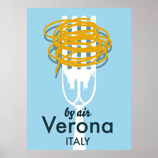 Par Avion Vérone Italie affiche de voyage rétro. (Devant)