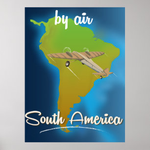Par avion vers l'Amérique du Sud Affiche de voyage