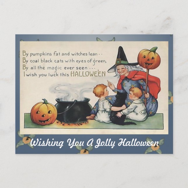 Par Citrouille Gras Vintage Halloween carte postal (Devant)