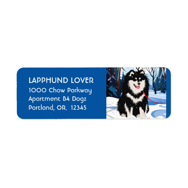 PAR DELÀ LA RIVIÈRE Étiquette d'adresse Lapphund P (Devant)