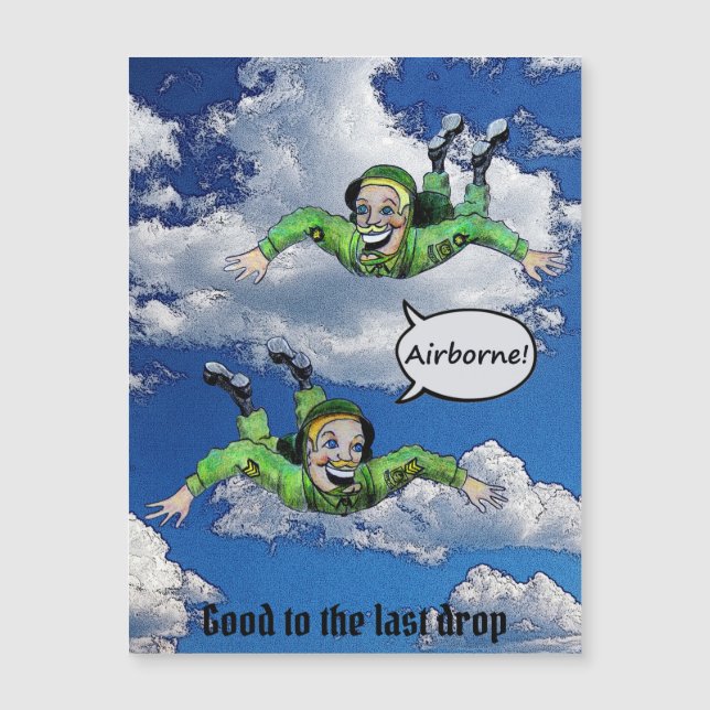 Parachutiste de saut d'armée, dessin humoristique  (Devant)
