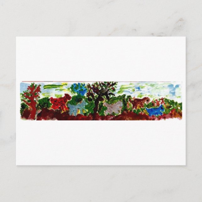 Parade de dinosaures et ânes carte postale (Devant)