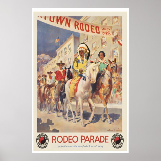 Parade de Rodéo dans le Montana Affiche de Voyage  (Devant)