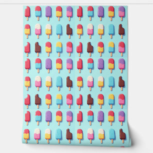Parade Popsicle en papier peint crème glacée bleue